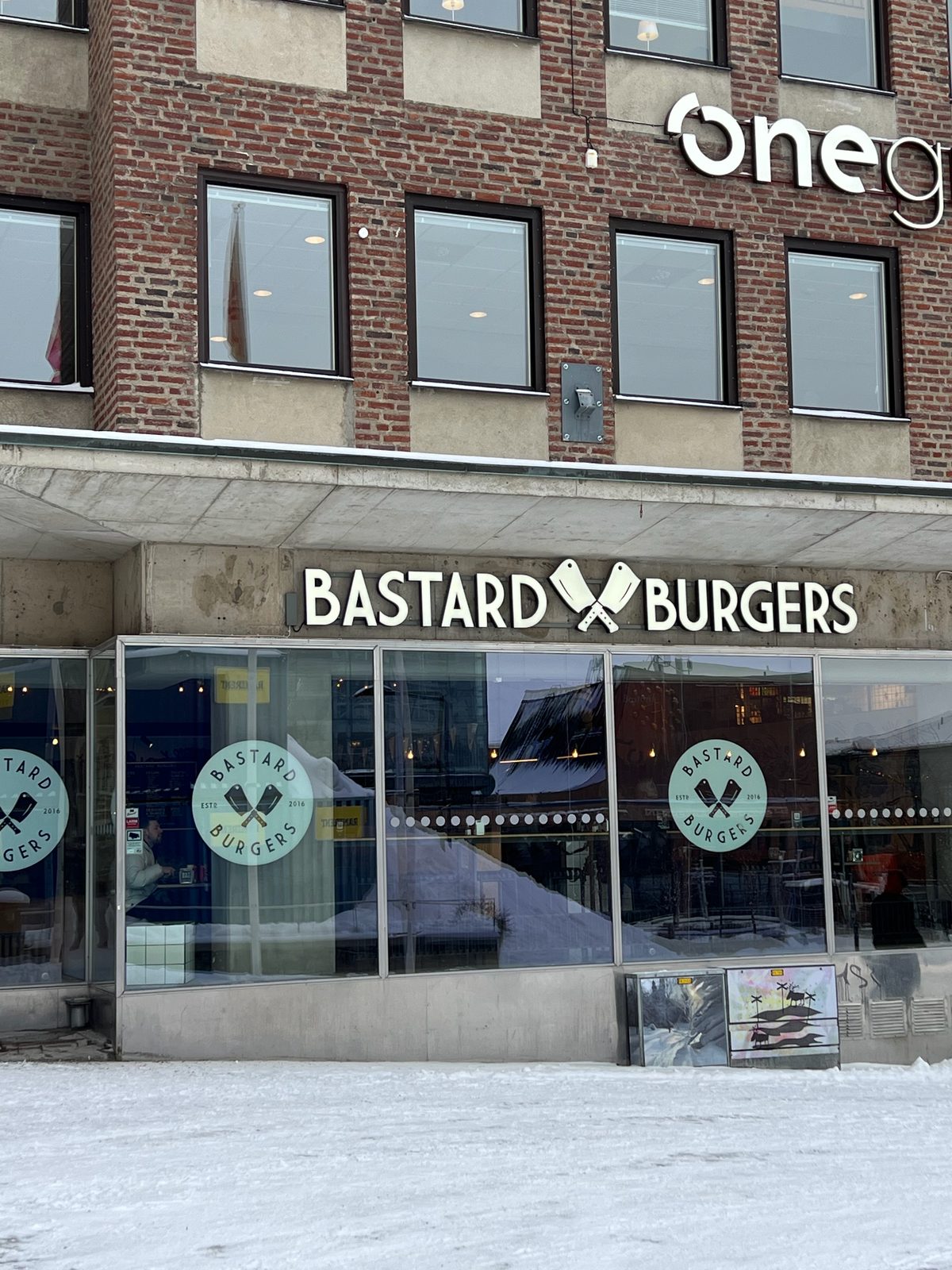 A Bastard Burgers in the snow. The name alone earned a photo