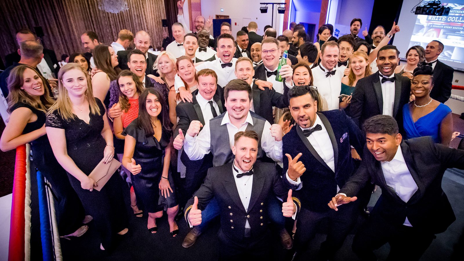Black tie and big smiles. Me in the mess dress, front and centre, still upright