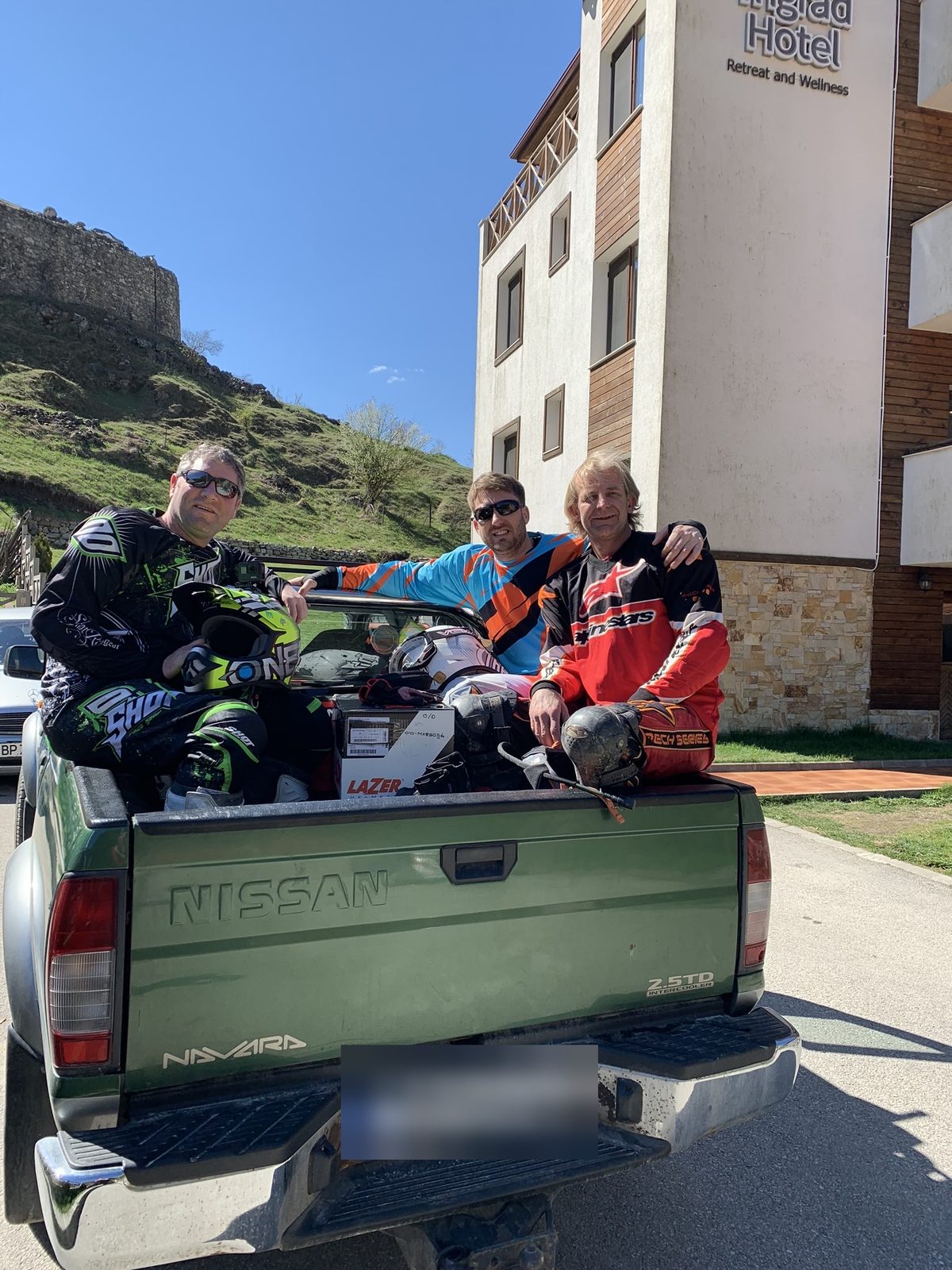 Not every mile was on two wheels. The back of the pickup was the comfiest seat of the trip