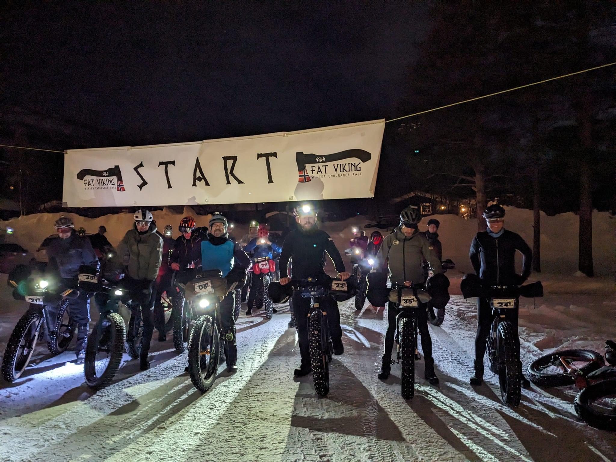 The start line, in the dark. Everyone looking far more confident than they felt